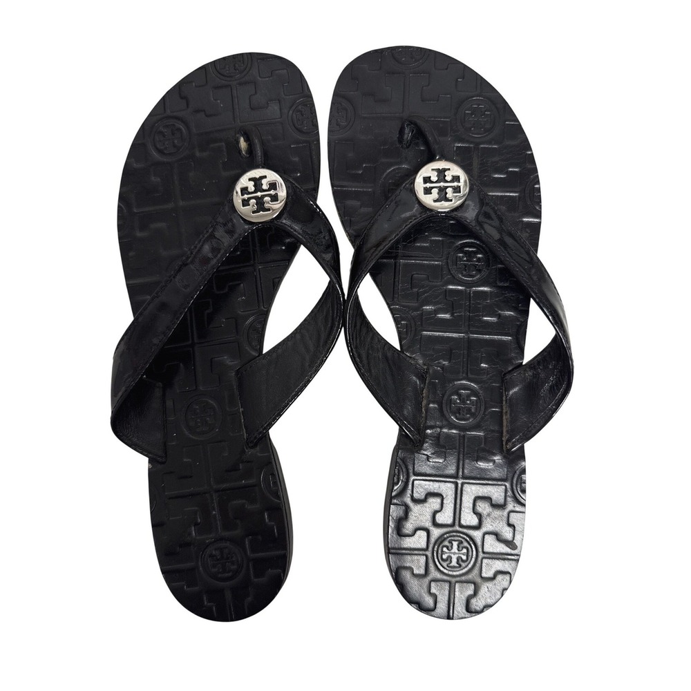 Tory Burch Patent Leather Thong Strap Sandals Women's Size US 7 Casual Flip Flop